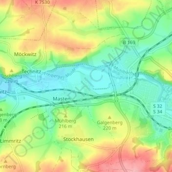 Mapa topográfico Keuern, altitud, relieve
