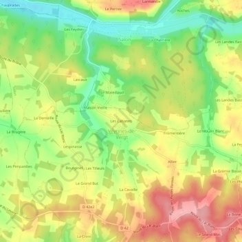Mapa topográfico Les Cabanes, altitud, relieve