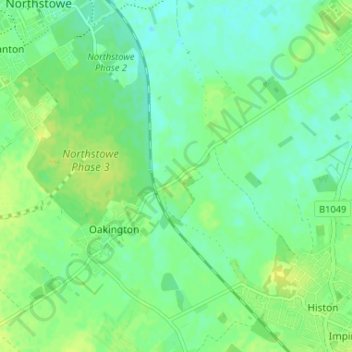Mapa topográfico Westwick, altitud, relieve