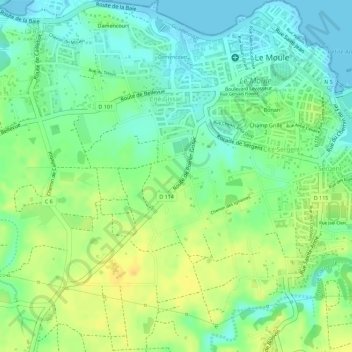 Mapa topográfico Boissière, altitud, relieve