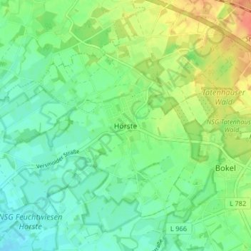 Mapa topográfico Hörste, altitud, relieve