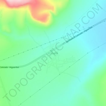 Mapa topográfico El Gallo, altitud, relieve