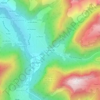 Mapa topográfico La Revenette, altitud, relieve