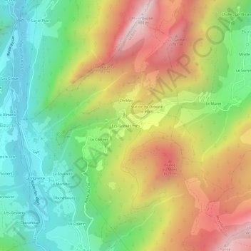 Mapa topográfico Les Grands Prés, altitud, relieve