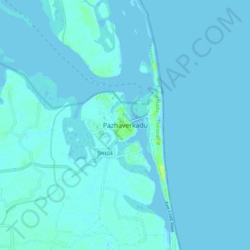 Mapa topográfico Pazhaverkadu, altitud, relieve