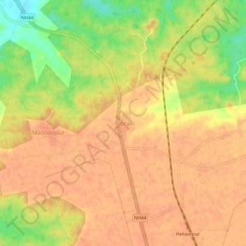 Mapa topográfico Piprai, altitud, relieve