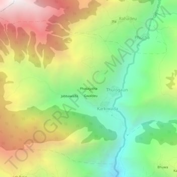 Mapa topográfico Phatagalna, altitud, relieve