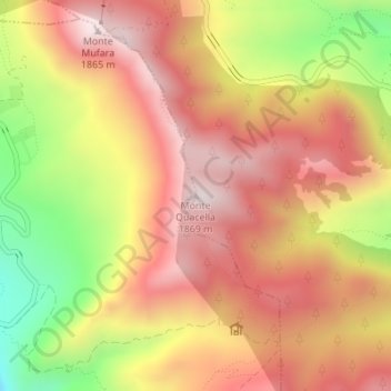 Mapa topográfico Monte Quacella, altitud, relieve