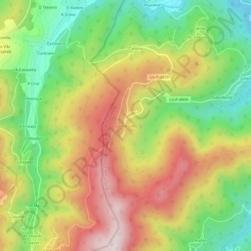 Mapa topográfico Lamarcide, altitud, relieve