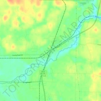 Mapa topográfico Pembine, altitud, relieve