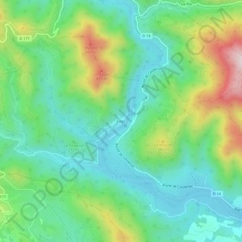Mapa topográfico Ceps, altitud, relieve