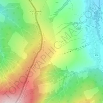 Mapa topográfico Kaplowa, altitud, relieve