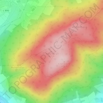 Mapa topográfico Wollenberg, altitud, relieve