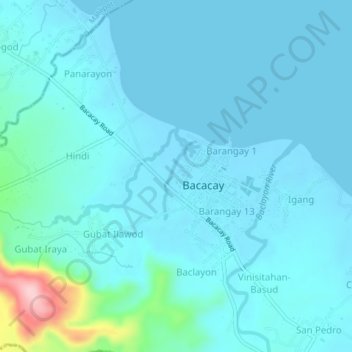 Mapa topográfico Barangay 10, altitud, relieve
