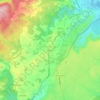 Mapa topográfico La Jaujon, altitud, relieve