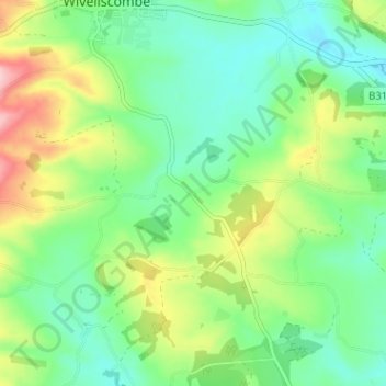 Mapa topográfico Screedy, altitud, relieve
