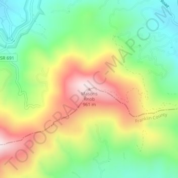 Mapa topográfico Masons Knob, altitud, relieve