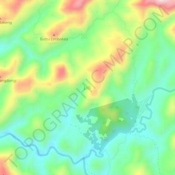 Mapa topográfico Lilli, altitud, relieve