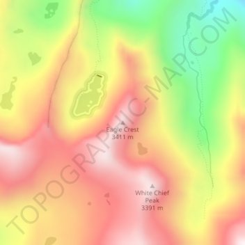 Mapa topográfico Eagle Crest, altitud, relieve
