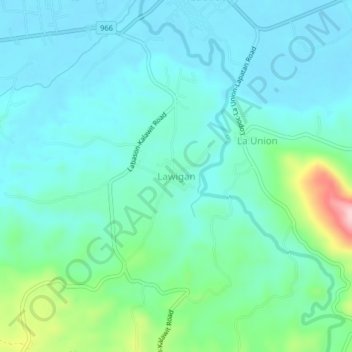 Mapa topográfico Lawigan, altitud, relieve
