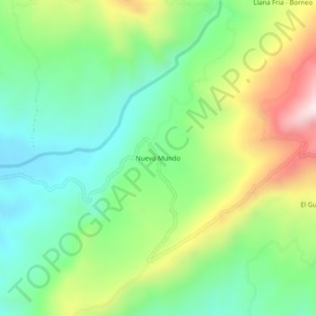 Mapa topográfico Nuevo Mundo, altitud, relieve