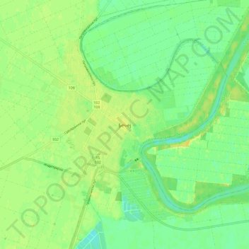 Mapa topográfico Becej, altitud, relieve