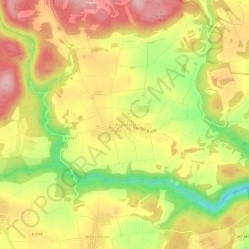 Mapa topográfico Aichelau, altitud, relieve
