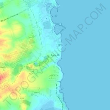 Mapa topográfico Borgo 84, altitud, relieve