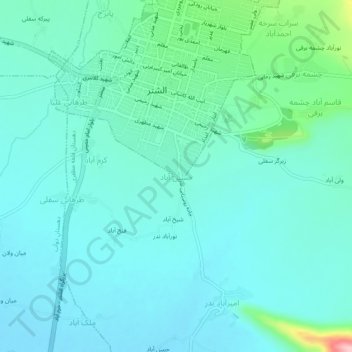 Mapa topográfico Hoseynabad, altitud, relieve