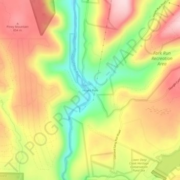 Mapa topográfico Hoyes Run, altitud, relieve