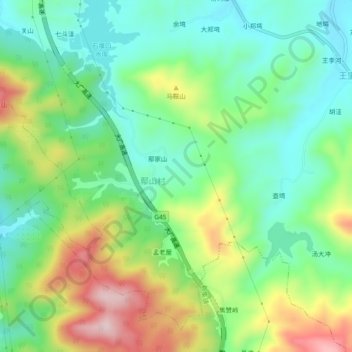 Mapa topográfico Yewa, altitud, relieve