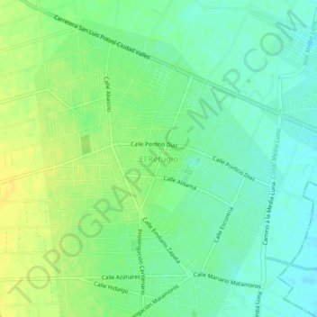 Mapa topográfico El Refugio, altitud, relieve