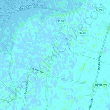 Mapa topográfico Trennewurtherneuendeich, altitud, relieve