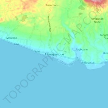 Mapa topográfico Alburquerque, altitud, relieve