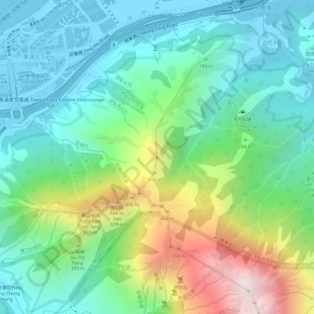 Mapa topográfico Por Kai Shan, altitud, relieve