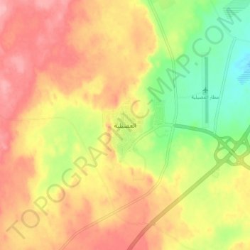 Mapa topográfico Udhailiyah, altitud, relieve