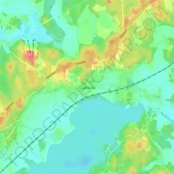 Mapa topográfico Ojakkala, altitud, relieve