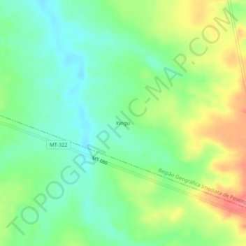 Mapa topográfico Xingu, altitud, relieve