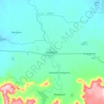 Mapa topográfico Soegaon, altitud, relieve