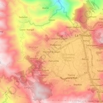 Mapa topográfico Western Buyagan, altitud, relieve