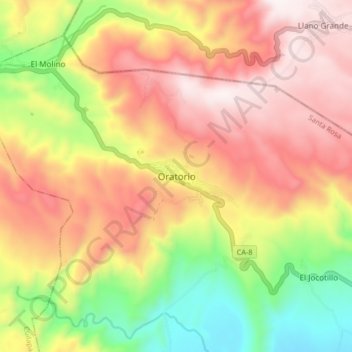 Mapa topográfico Oratorio, altitud, relieve