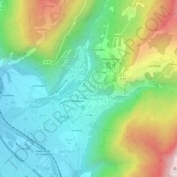 Mapa topográfico Le Mollard, altitud, relieve