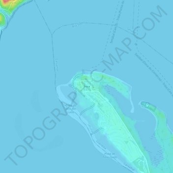 Mapa topográfico Tróia, altitud, relieve
