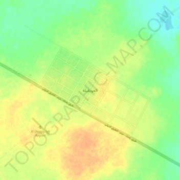 Mapa topográfico Uwayqilah, altitud, relieve