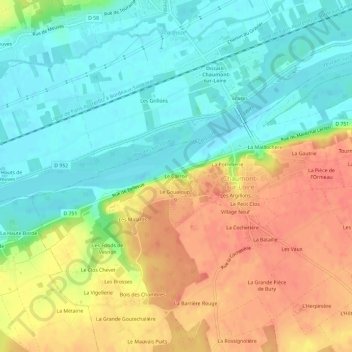 Mapa topográfico Le Carroir, altitud, relieve
