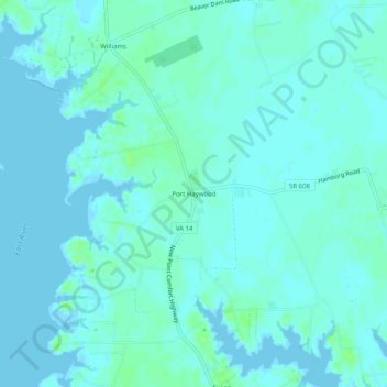 Mapa topográfico Port Haywood, altitud, relieve