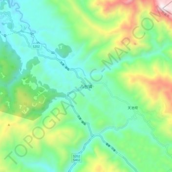 Mapa topográfico Batai, altitud, relieve