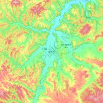 Mapa topográfico Muling, altitud, relieve