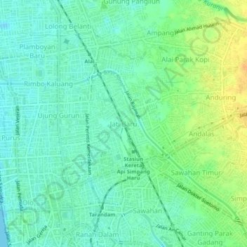 Mapa topográfico Jati Baru, altitud, relieve