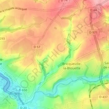 Mapa topográfico Le Breuil, altitud, relieve